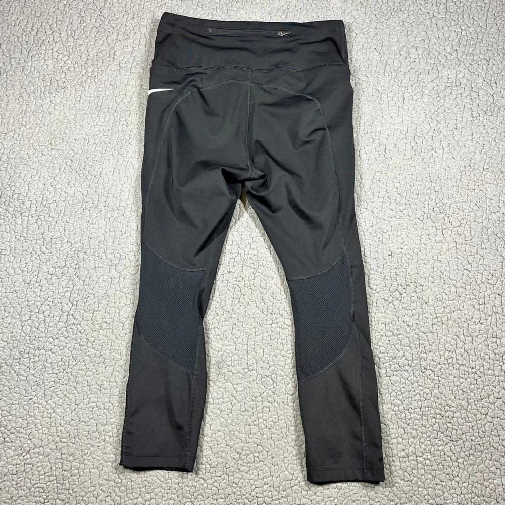 Nike Dri-FIT Womens Black Cropped Running Leggings Mesh Panels CZ9238-010 Size M - Picture 4 of 14
